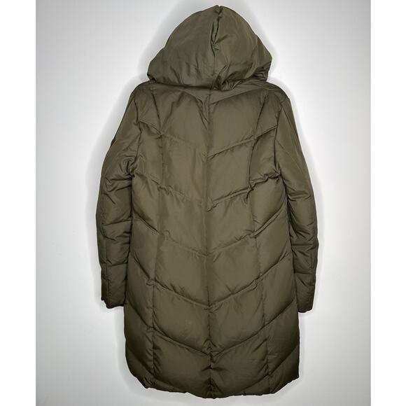 2010s Lauren Ralph Lauren Down Puffer Coat Shawl Collar Hood Olive Green Medium - Picture 4 of 14
